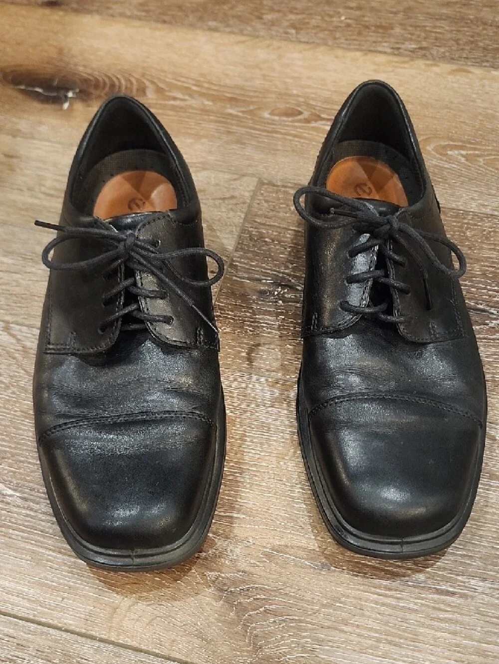 Ecco Mens Black Leather Classic Lace Up Oxford Business Casual Neutral 42 Elegan